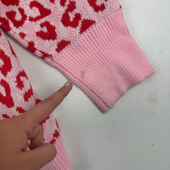Cabana by Crown & Ivy Pink Animal Print Pullover Sweater Mock Neck 3/4 Sleeve L - Picture 9 of 9